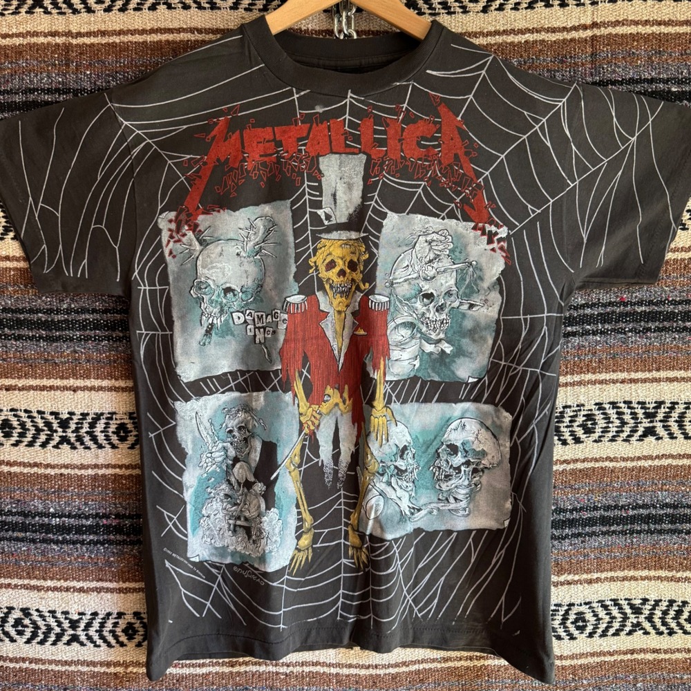 Metallica Pushead Shirt Large Gray Damage Inc Spiderweb Reprint
